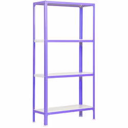 Étagère en métal sans vis de couleur VIOLET/BLANC avec mesures (hauteur x largeur x longueur) 1600x800x300 mm Il dispose de 4 ...