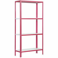 Étagère en métal ROSE/BLANC sans vis avec mesures (hauteur x largeur x longueur) 1600x800x400 mm Il dispose de 4 étagères et  ...