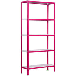 Simon home Étagère 5 étagères en métal sans vis (180x80x30cm) rose et blanc