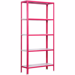 Étagère en métal ROSE/BLANC sans vis avec mesures (hauteur x largeur x longueur) 1800x800x400 mm Il dispose de 5 étagères et ...