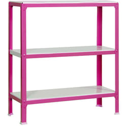 SIMON HOME Étagère 3 étagères en métal sans vis (90x100x30cm) ROSE ET BLANC