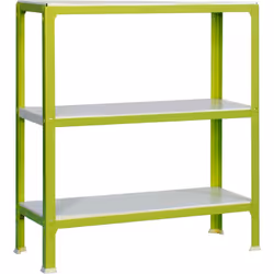 Étagère en métal de couleur VERT/BLANC sans vis avec mesures (hauteur x largeur x longueur) 900x1000x300 mm Il dispose de 3 é ...