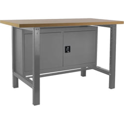 Simonrack - Simon Rack Etabli d'Atelier avec Armoire, Capacité de Charge 600 kg, 865x1800x750 mm, Bois 35 mm, Table de Travail Bricolage, Gris/Mdf