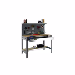 Simon Rack - Kit Etabli 1440x900x600mm Charge 400Kg - SIMONWORK BT3 BOX 900 GRIS/BOIS Caractéristiques techniques de cet étab ...