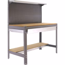 Établi en métal GRAY/WOOD avec une capacité de charge de 600 kg Les dimensions (hauteur x largeur x profondeur) sont de 1445x ...