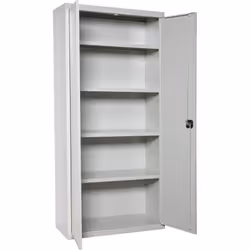 Armoire polyvalente métallique bricolage de couleur grise et portes grises Avec 2 portes et 4 étagères d’une capacité de char ...