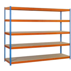 SimonRack Étagère Industrielle, 2000x1200x450 mm, 5 Niveaux en bois, 400 kg Capacité de Charge et Point de Flexion, Étagère Charge Lourde,