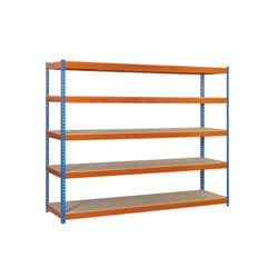 Etagère metallique Simonrack ecoforte 1806-5 bleu/orange/bois 5 niveaux 2000x1800x600mm capacité 400kg par niveau