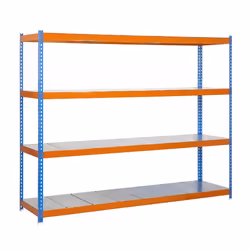 Simonrack 777100045202444, 4 étagères, Métal, Métal, Bleu, Bois naturel, 2400 mm, 450 mm