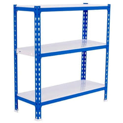 Simonrack - tagère Rangement, 900x800x500 mm, 3 Niveaux, 180 kg Capacité de Charge et Point de Flexion, Métal , Étagère Garage, Bleu/Blanc