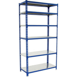 Tagère Rangement, 2500x900x400 mm, 6 Niveaux, 180 kg Capacité de Charge et Point de Flexion, Métal , Étagère Garage, Bleu/Galvanisé - Simonclick
