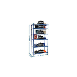 Étagère métallique 6 niveaux - KIT SIMONCLICK - 2500 x 900 x 500 mm - Bleu - Galvanisé - 180 kg par plateau