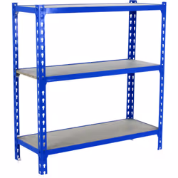 Étagère en métal de couleur BLEU/BOIS sans vis avec une capacité de charge par étagère de 150 kg Le nombre d’étagères est de  ...