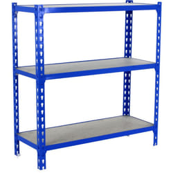 SIMONCLICK étagère en métal sans vis avec 3 étagères (90x110x40cm) BLEU ET BOIS