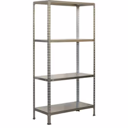 Étagère en métal sans vis, couleur GALVANISÉE Il a 4 étagères Les dimensions de cette étagère sont : 1500x1000x300 mm Et il a ...