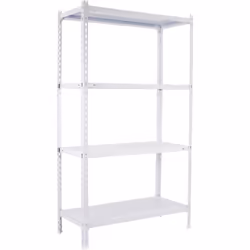 Étagère en métal sans vis, de couleur BLANC. Il dispose de 4 étagères Les dimensions de cette étagère sont : 1500x800x500 mm  ...