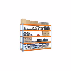 Étagère métallique 5 niveaux - 2500 x 1500 x 600 mm - KIT ECOFORTE - Chipboard - Bleu - Orange - Bois