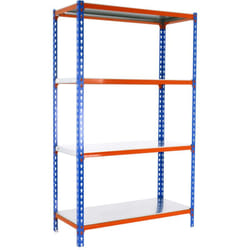 SIMONCLICK Étagère 4 étagères en métal sans vis (150x80x40cm) BLEU-ORANGE ET GALVANISÉ