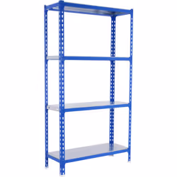 Étagère en métal de couleur BLEU/GALVA sans vis avec une capacité de charge par étagère de 180 kg Le nombre d’étagères est de ...