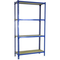 SIMONCLICK Étagère 4 étagères en métal sans vis (150x80x30cm) BLEU ET BOIS