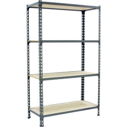 SIMONCLICK Étagère 4 étagères en métal sans vis (150x90x30cm) GRIS ET BOIS