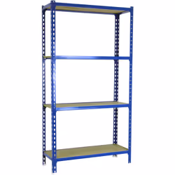 Étagère en métal de couleur BLEU/BOIS sans vis avec une capacité de charge par étagère de 150 kg Le nombre d’étagères est de  ...
