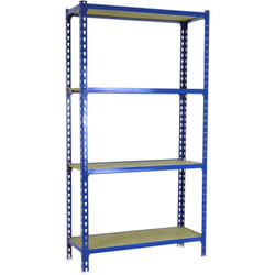 SIMONCLICK Étagère 4 étagères en métal sans vis (150x80x40cm) BLEU ET BOIS