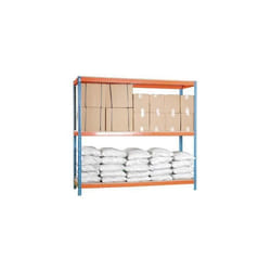 Étagère métallique 3 niveaux - SIMONFORTE - 1500 x 1200 x 750 mm - Bleu - Orange - Bois