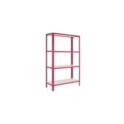 Étagère métallique 4 niveaux - 1600 x 1000 x 300 mm - KIT HOMECLICK WOOD COLOR PLUS - Rose - Blanc