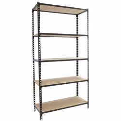 Étagère en métal sans vis avec aggloméré, couleur ANTHRACITE/BOIS Il a 5 étagères Les dimensions de cette étagère sont : 2000 ...