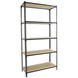 Simonclick Étagère 5 étagères en métal sans vis (200x100x50cm) anthracite et bois