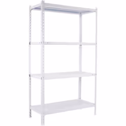 Étagère en métal sans vis, de couleur BLANC. Il dispose de 4 étagères Les dimensions de cette étagère sont : 1500x800x400 mm  ...