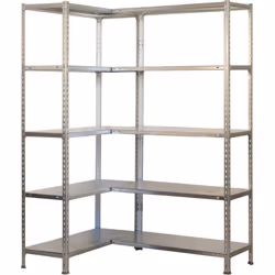 Étagère en métal en forme de L sans vis, couleur GALVANISÉE Il a 10 étagères Les dimensions de cette étagère sont : 1800x900x ...