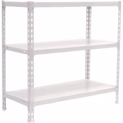 Étagère en métal BLANC/BLANC sans vis avec une capacité de charge par étagère de 180 kg Le nombre d’étagères est de 3 et les  ...