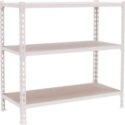 SIMONCLICK étagère en métal sans vis avec 3 étagères (90x110x40cm) BLANC ET BOIS