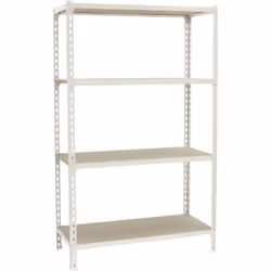Étagère en métal sans vis de couleur BLANC/BOIS avec une capacité de charge par étagère de 150 kg Le nombre d’étagères est de ...