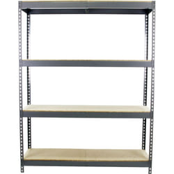 Simonrack - tagère Industrielle, 2000x1500x600 mm, 4 Niveaux en bois, 600 kg Capacité de Charge et Point de Flexion, Étagère Charge Lourde, Gris/Bois