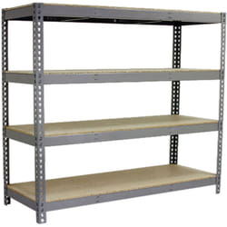 Tagère Industrielle, 2000x2400x450 mm, 4 Niveaux en bois, 400 kg Capacité de Charge et Point de Flexion, Étagère Charge Lourde, Gris/Bois
