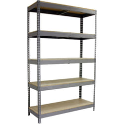 Tagère Industrielle, 2000x1500x600 mm, 5 Niveaux en bois, 600 kg Capacité de Charge et Point de Flexion, Étagère Charge Lourde, Gris/Bois