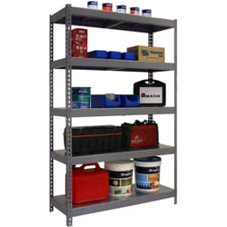 Tagère Industrielle, 2000x1200x450 mm, 5 Niveaux, 300 kg Capacité de Charge et Point de Flexion, Métal, Étagère Charge Lourde, Gris/Galvanisé