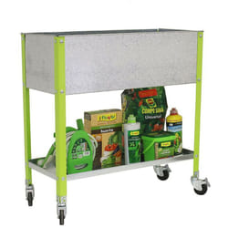 Jardinière avec étagère Simon Rack Urban Top mobile en métal galva verte 120x40cm