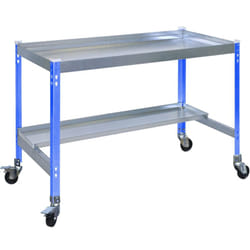 Table de préparation Simon Rack simongarden desk mob 1200x600mm bleu galva avec 4 roues