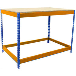 Établi SIMONWORK (90x120x60cm) BLEU-ORANGE ET BOIS