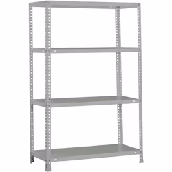 Étagère en métal avec vis de couleur GRIS avec une capacité de charge par étagère de 75 kg Le nombre d’étagères est de 4 et l ...