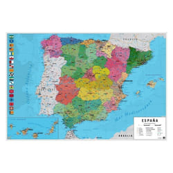 Poster carte physique et politique de l'Espagne