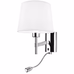 Leds-C4 Bristol - Applique murale d'intérieur à 2 ampoules LED Chrome avec lampe de lecture, E27 | Finition: Chrome | Matérie ...
