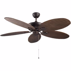 Dimensions et données techniques 220-240 V ~ 50 Hz Diamètre : 132 cm Couleur du boîtier : marron foncé Couleur des pales : ma ...
