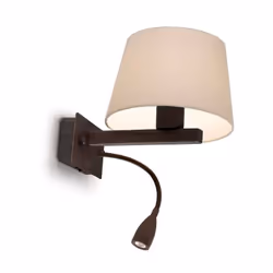 Leds-C4 Torino - Applique murale d'intérieur à 2 ampoules LED marron avec lampe de lecture, E27 | Finition: marron | Matériel ...