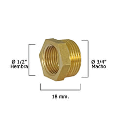 Réduction hexagonale polie 3/4 mâle x 1/2 femelle
