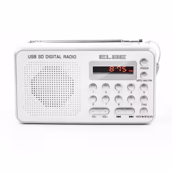 ELBE RF-49-USB, Personnel, Numérique, AM, FM, 3,5 mm, Blanc, Boutons